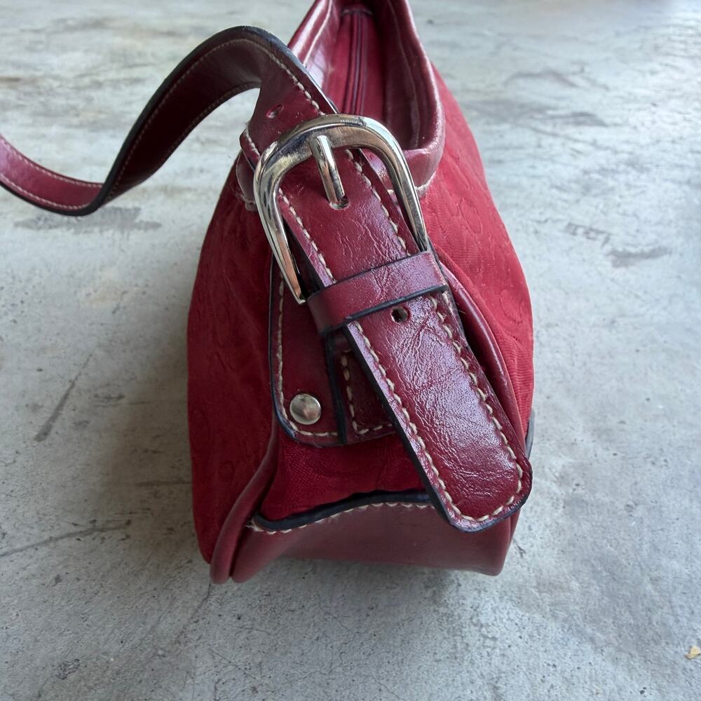 Vintage Y2K Red Monogram Mini Shoulder Bag Baguette Purse - Picture 6 of 8
